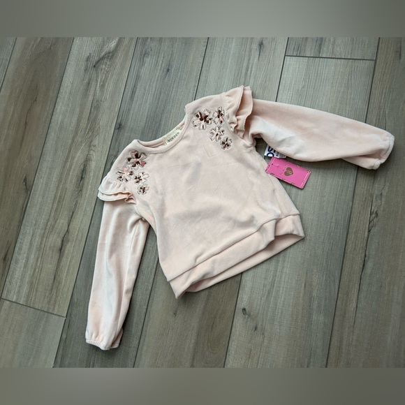 2/$18 NWT Girls Pink Ruffle Sweatshirt and Floral Leggings Set - Size 4T - Picture 11 of 14